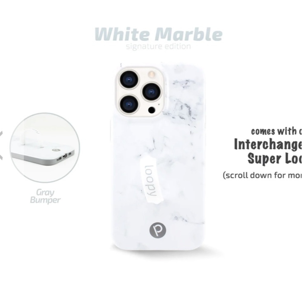 Loopy Case - iPhone 13 Pro, White Marble Matte